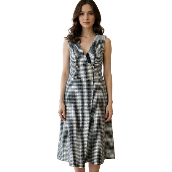 NWT RACHEL ZOE Double Breasted Houndstooth Dress Black and White Sz 10 - Picture 1 of 7